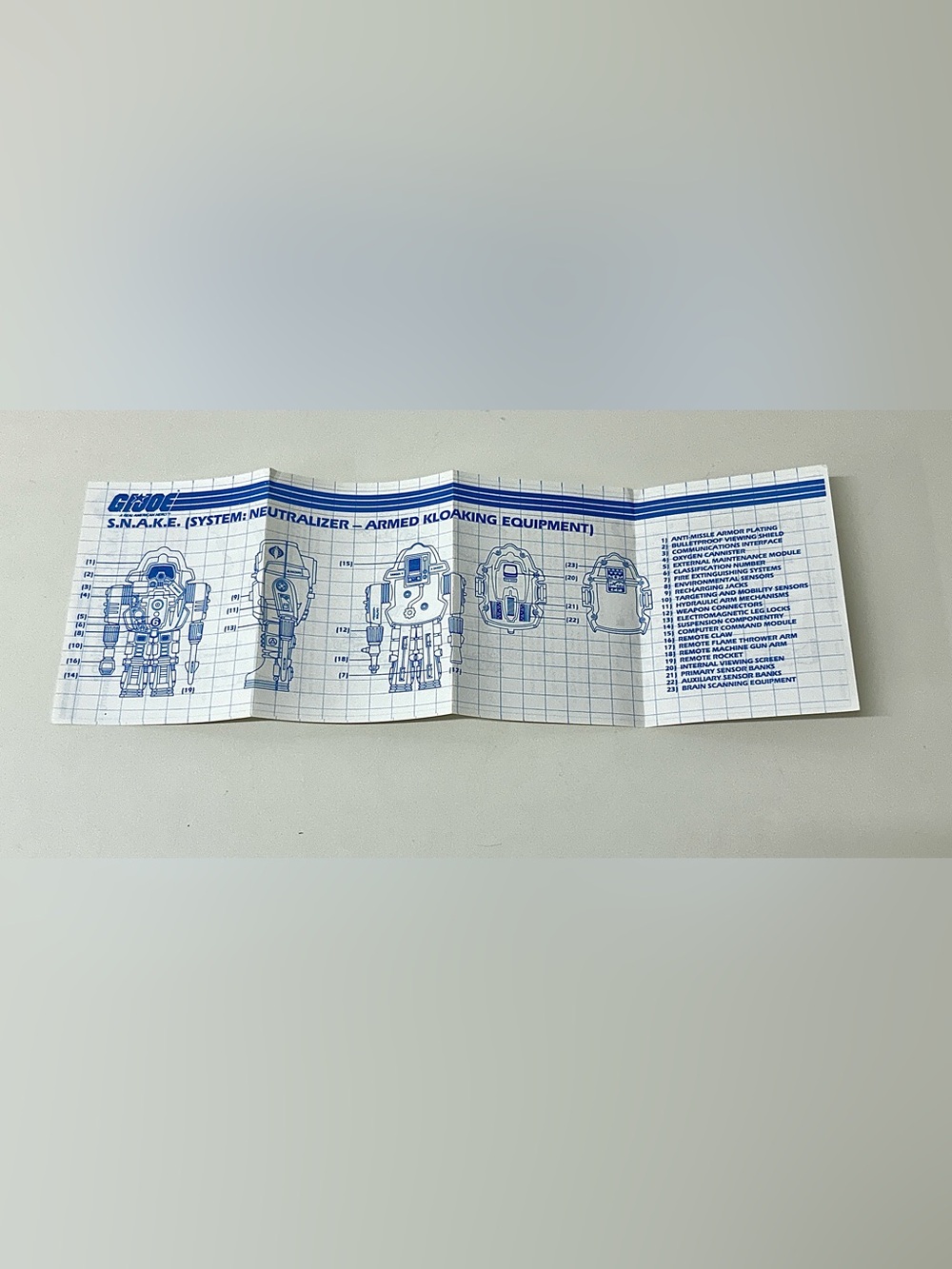 1983 Vintage G.I. Joe S.N.A.K.E. Cobra Battle Armor Blueprint Instructions